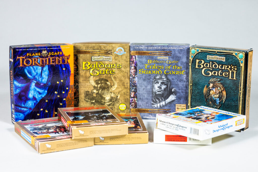 Dungeons & Dragons board game boxes.